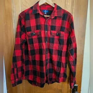 George Red Black Plaid Flannel Men's Buttondown M (38-40)